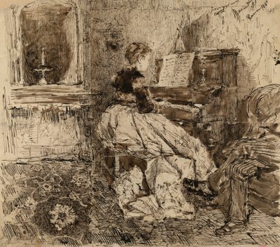 Cecilia de Madrazo Playing the Piano by Marià Fortuny